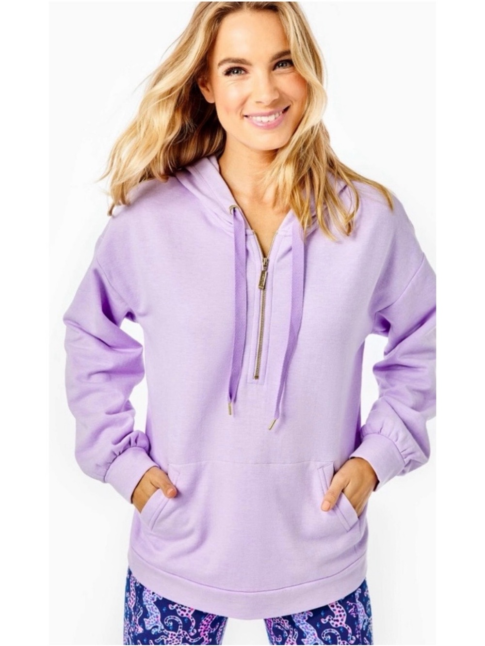 Lilly Pulitzer Suri Hoodie Heathered Light Lilac Verbena Sz Large